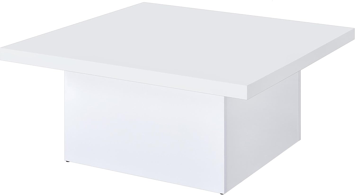 Coaster Home Furnishings - Devar - Wood - Square Coffee Table with Plinth Base, Geometric Design and Contemporary Style - Living Room - White High Gloss - 710898