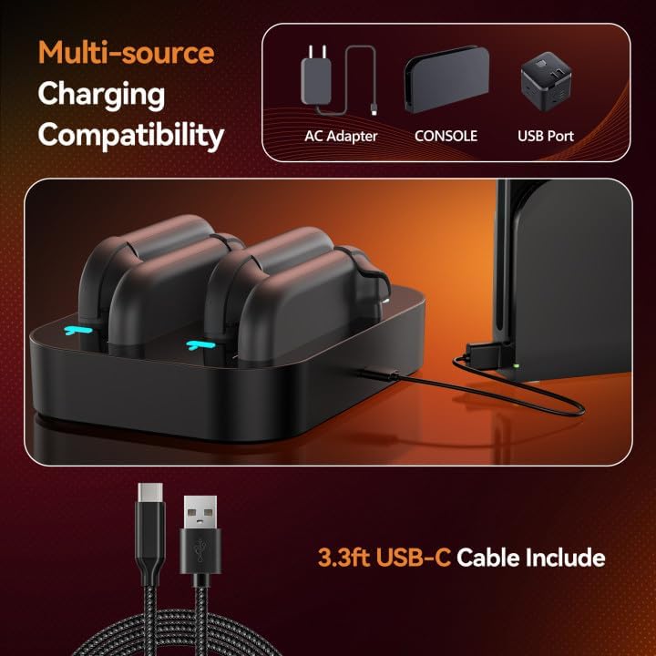 Gagaking Charging Dock for Nintendo Switch 2, Fast Charger Station for JoyCon 2 Accessories with LED Indicators,Multi-Protection Safety,USB-C,4 in 1 Portable Organizer for Controllers