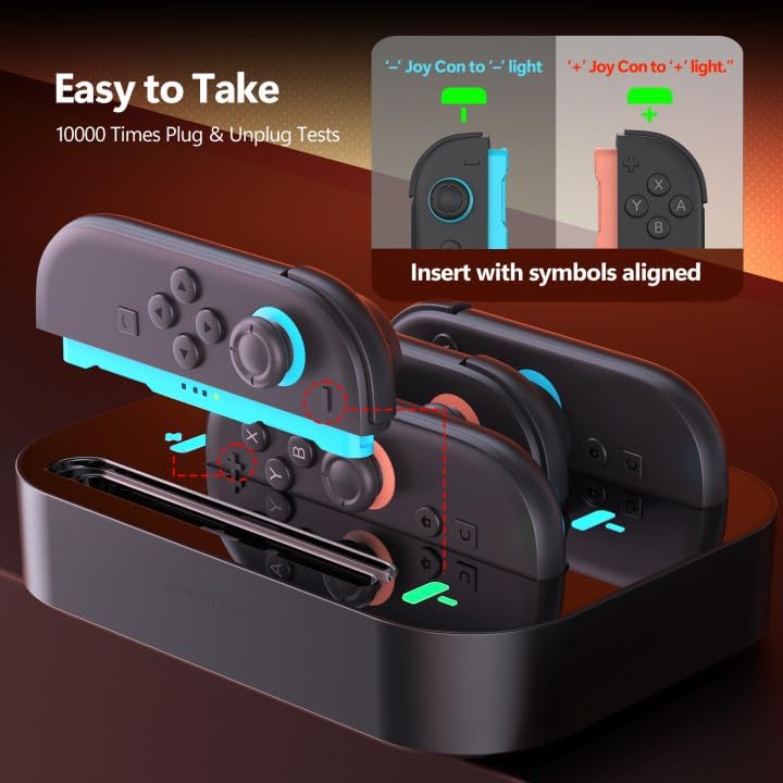 Gagaking Charging Dock for Nintendo Switch 2, Fast Charger Station for JoyCon 2 Accessories with LED Indicators,Multi-Protection Safety,USB-C,4 in 1 Portable Organizer for Controllers