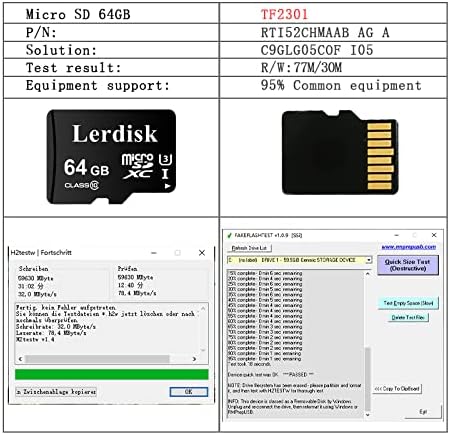 Factory Wholesale 64GB Micro SD Card 10-Pack, U3 A1 V30 Class 10, 80+MB/s Read for 4K Camera, Game Console, Drone,CCTV -with SD Adapter(10x64GB)