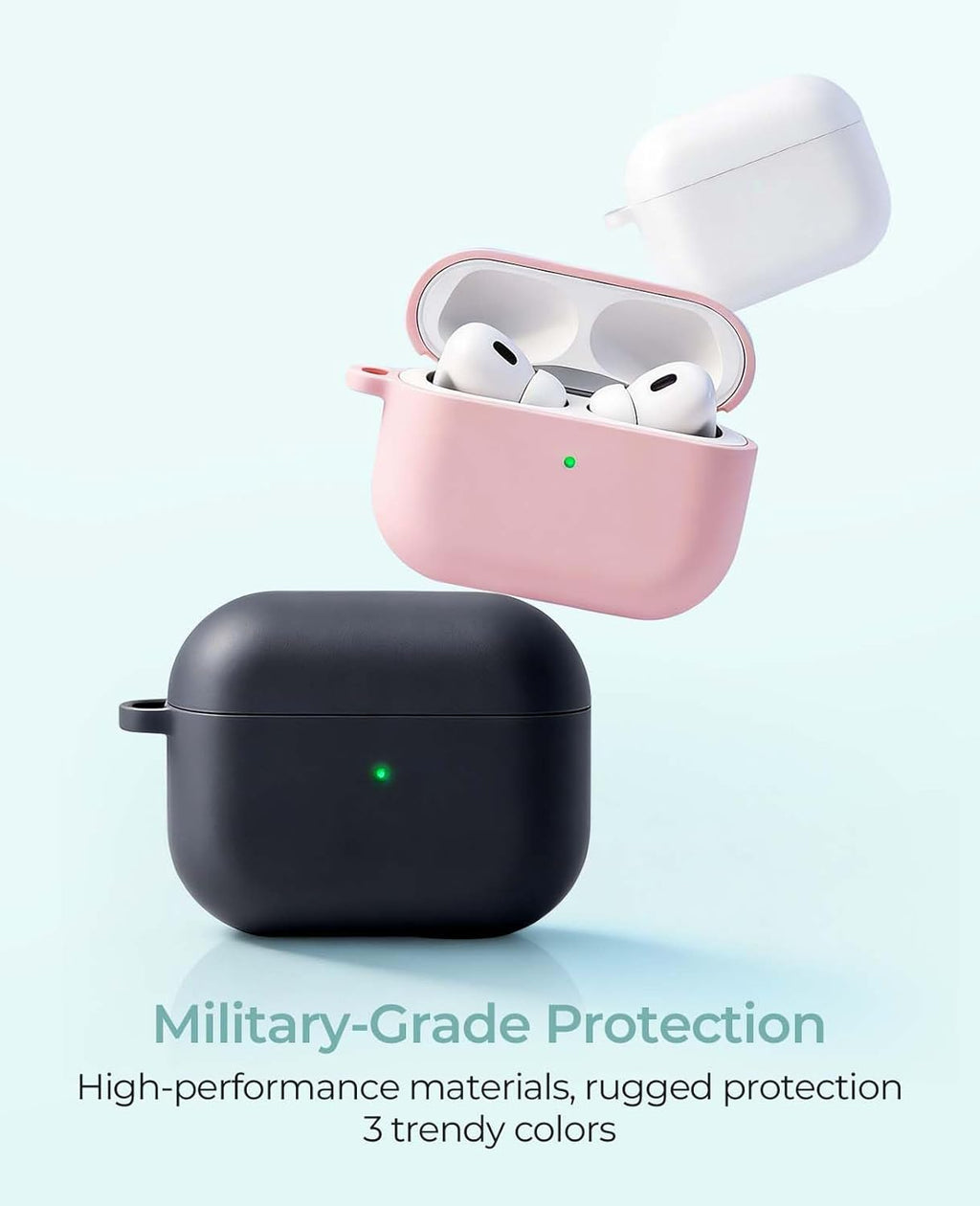 MOVDUUD 5-in-1 AirPods Pro 2 Case Bundle: Wireless Charging Compatible Silicone Cover with 4 Pairs Ear Tips (XS/S/M/L), 3-in-1 Cleaning Pen & Keychain for AirPods Pro 2nd/1st Gen