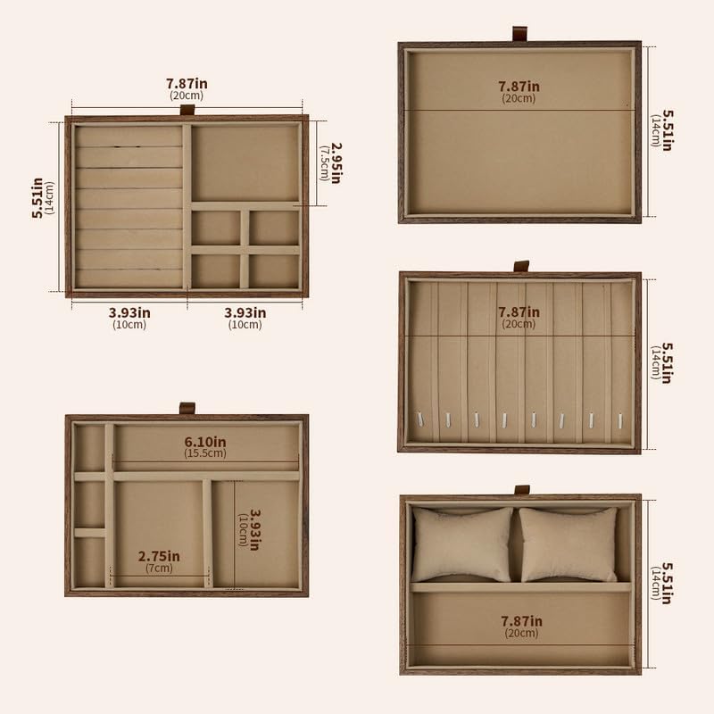 Lockable Walnut Jewelry Box with Key, 5-Layer Jewelry Organizer Storage Box for Necklaces, Rings, Earrings & Bracelets - Mothers Day Gifts for Mom