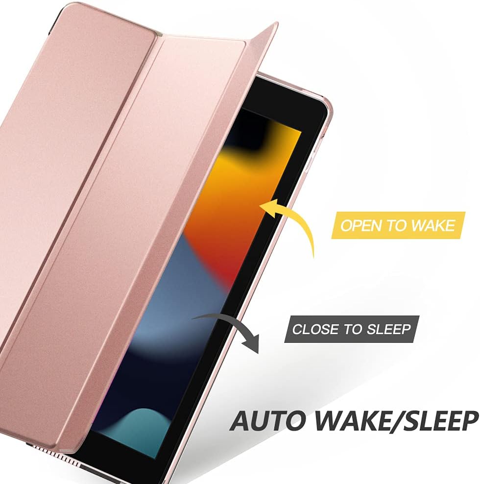 Moko Case for iPad 10.2 iPad 9th Generation 2021/ iPad 8th Generation 2020/ iPad 7th Generation 2019, Slim Stand Hard Back Shell Smart Cover Case for iPad 10.2 inch, Auto Wake/Sleep, Rose Gold