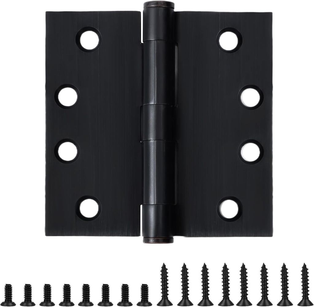 1 Pack Oil Rubbed Bronze 4.5 Inch Heavy Duty Commercial Door Hinges Square Security Door Hinges Industrial Grade Door Hardware Full Mortise Interior/Exterior Hinge for Doors Bifold Residential Office