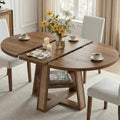 43"-59" Extendable Round Dining Table for 4-8, Transformer Oval Dining Room Table with Removable Leaves Space Saving, Wood Base Kitchen Table with Storage Shelf for Living Room, Walnut