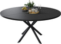 47.24" Round Dining Table, Modern Dining Room Table for 4-6 Person, Wood Round Kitchen Table with Metal Legs, Round Coffee Table for Home Dining Room Living Room (Black)