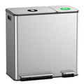 Lovewind Dual Trash and Recycling Bins for Kitchen, 13+6 Gallon Stainless Steel Garbage and Recycle Bin Combo for Large Families, Dual Trash Can with Soft Close Lid & Magnetic Stickers, Silver