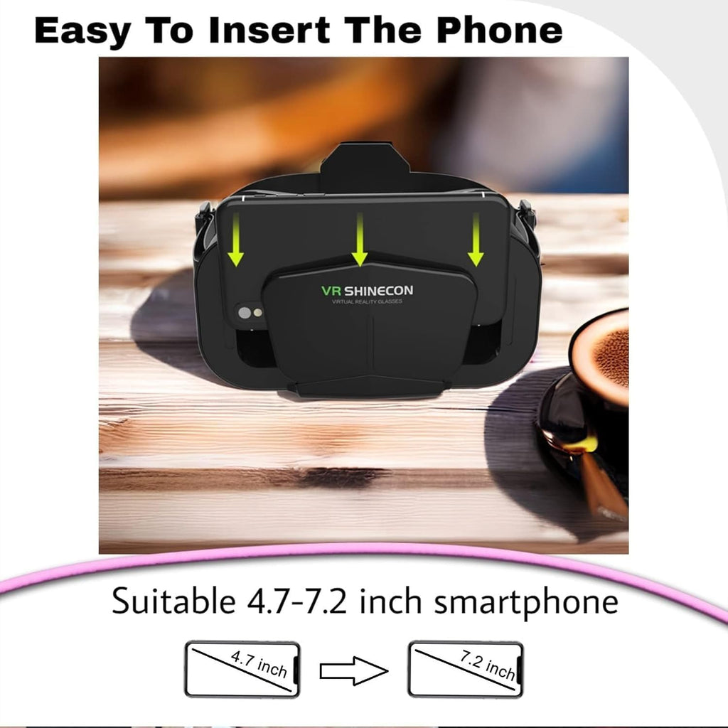 VR Headset with Controller for iPhone and Android Phones, 3D Virtual Reality Glasses, Adjustable Goggles for Movies and Games4.7-6.5 Inch Smartphones (Controller Bundle – Black)