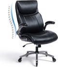 Ergonomic PU Leather Executive Office Chairs, High-Back Home Computer Chair with Lumbar Support, Flip-Up Arms, Black