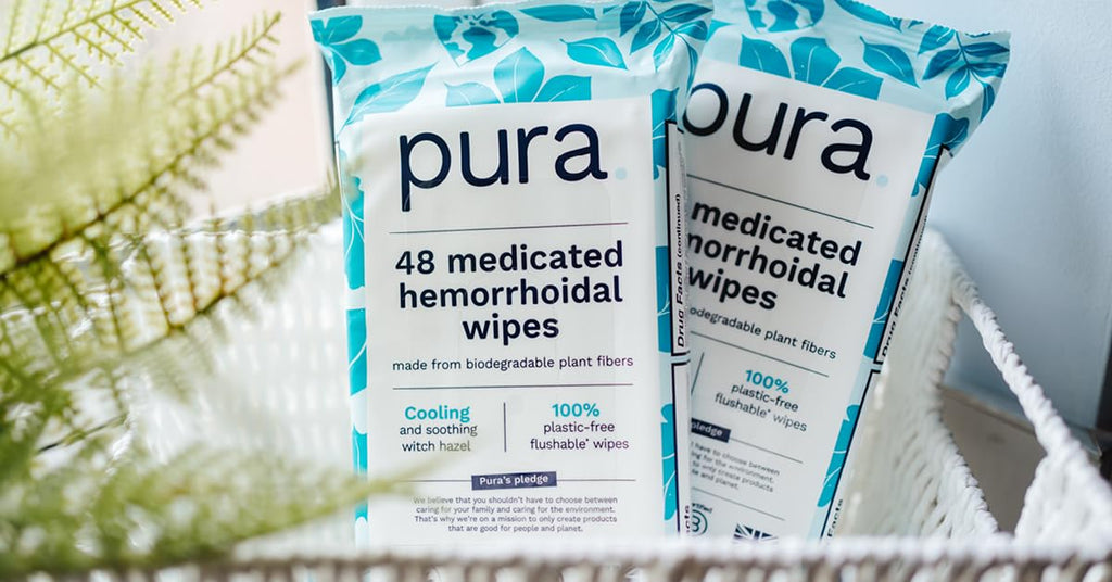 Pura XL Flushable Medicated Wipes for Hemorrhoid Relief, Extra-Large, Fragrance-Free Wet Wipes with Witch Hazel, Coconut Oil & Aloe, Skin Soothing, 96 Wipes (2 Packs)