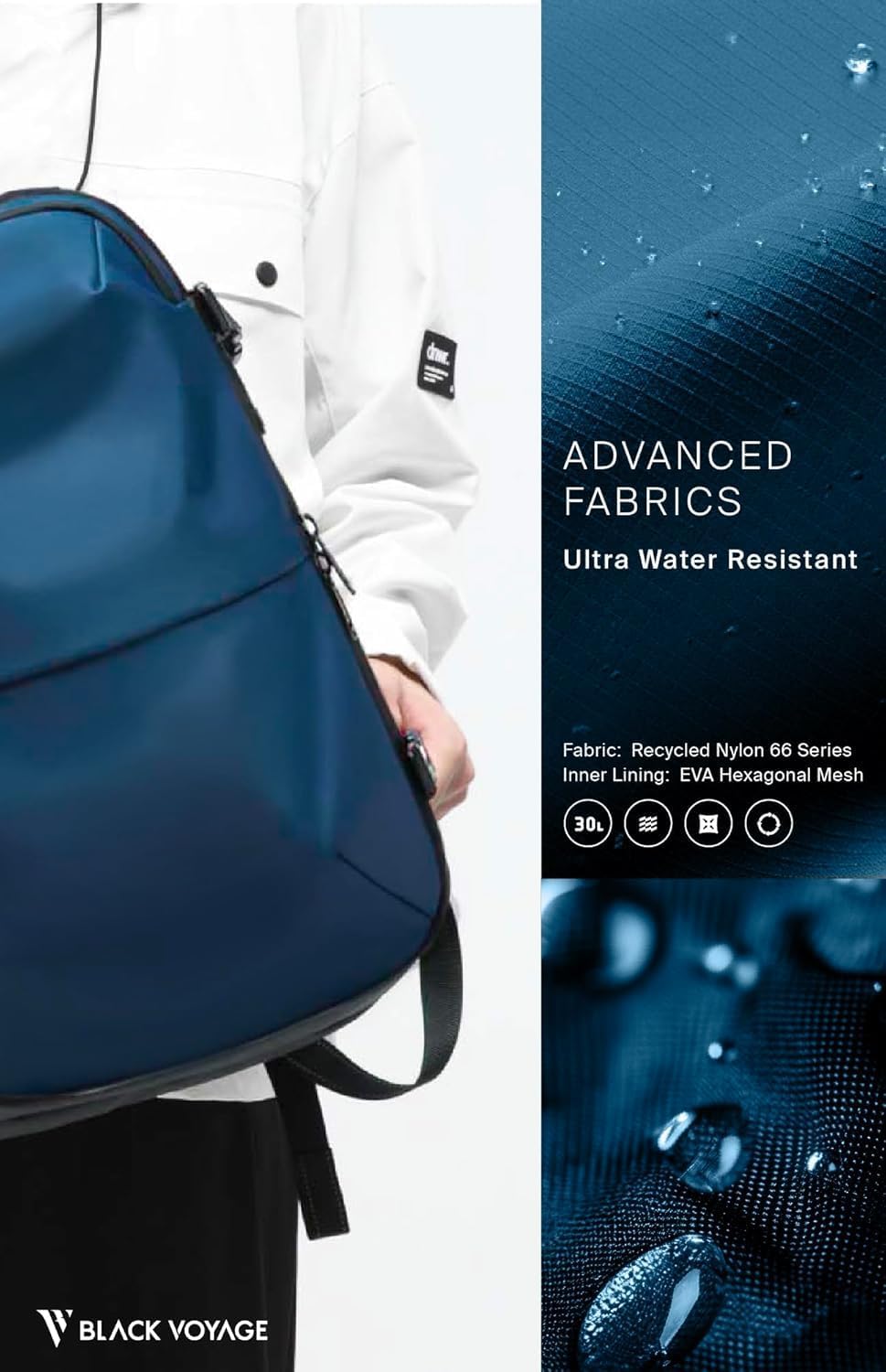 BlackVoyage Vortex Vacuum Seal Travel Backpack 60L Expandable Air Compression System Water Resistant TSA Lock Carry-On Suitcase Luggage Blue AERO - Vacuum Pump Included