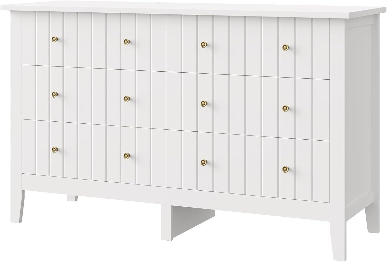 FOTOSOK White Dresser, Chest of Drawers, Modern 6 Drawer Double Dressers with Deep Drawers, Nursery Dresser for Baby, Wide Storage Organizer Cabinet for Living Room, Hallway,White