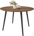 HIPIHOM 43.3 Inch Walnut Round Dining Table for 4, Space-Saving Dinette Perfect for Kitchen Dining Living Room(Walnut Table)