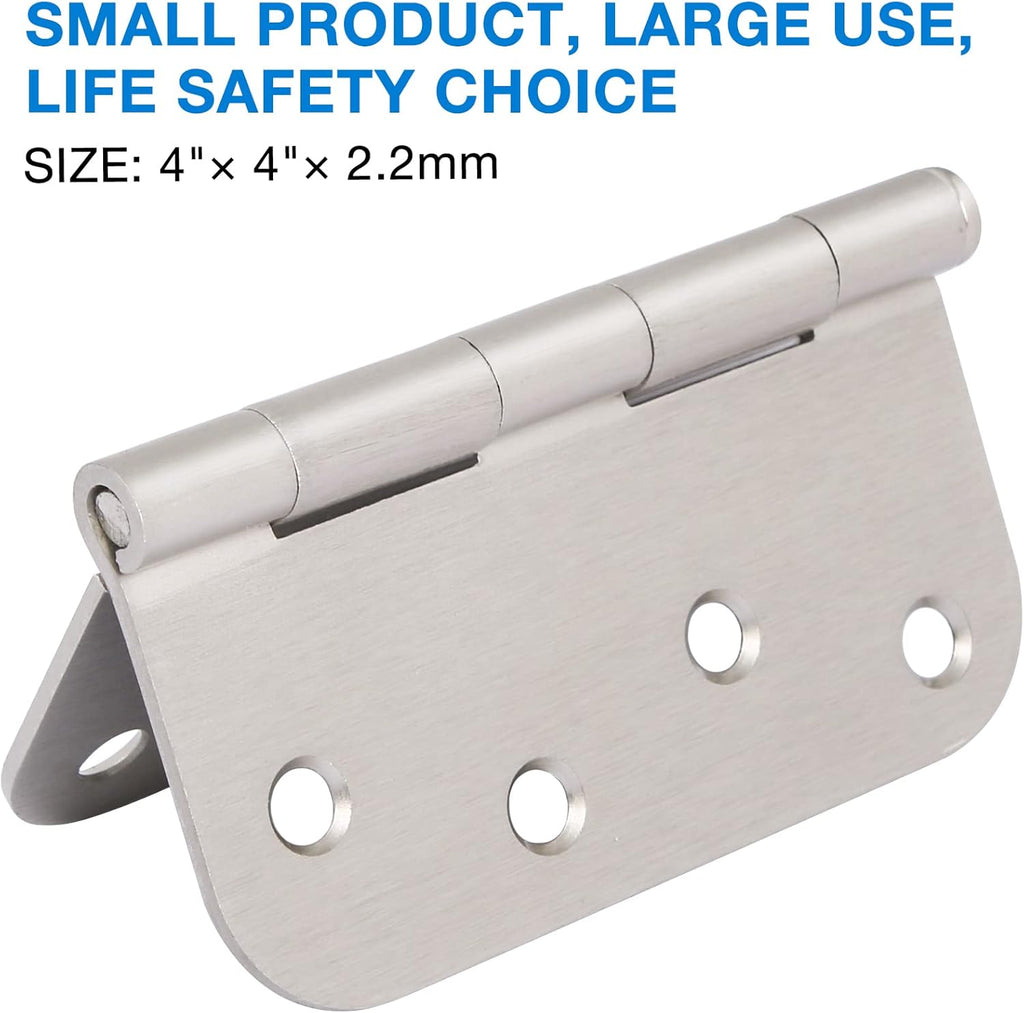 3 Pack 4 Inch Door Hinges Brushed Nickel Interior/Exterior Door Hinges Satin Nickel 4"x4" 5/8 Radius Rounded Front 4In Door Hinges Silver Heavy Duty Iron Shed House Hinges Door Hardware Brushed Nickel