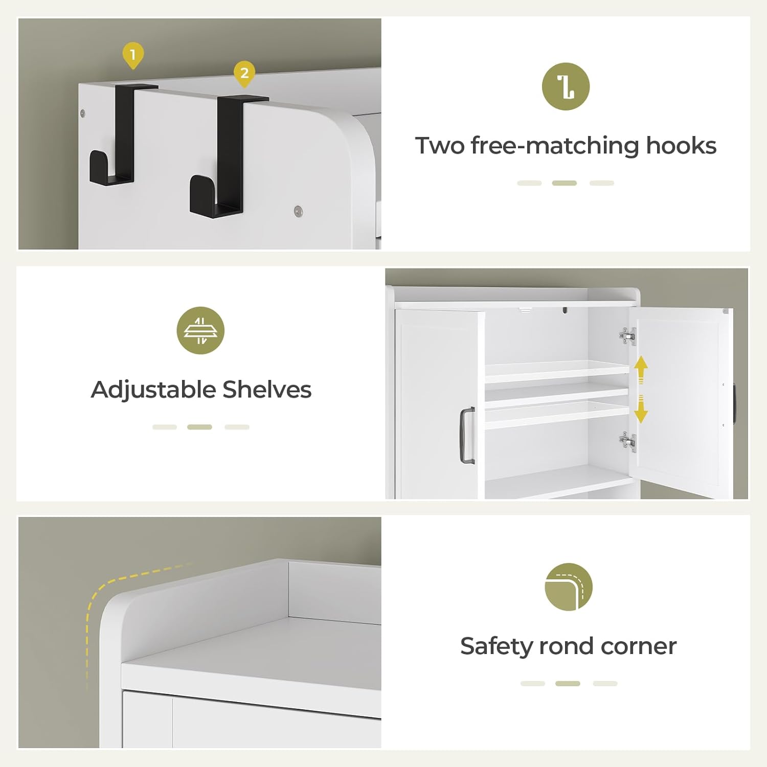 UPOSOJA Over The Toilet Storage Cabinet with Pulley Small Bathroom Storage Cabinet, Space Saver W/Adjustable Shelf & Open Shelf for Bathroom, Restroom, Laundry (White)