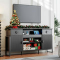 Naice TV Stand for 80 Inch TVs, 38" Tall Entertainment Center with Power Outlet, Stylish TV Stand w/Drawers & Cabinets, Raising Legs, Curved Profile Design, Media Console for Living Room, Black