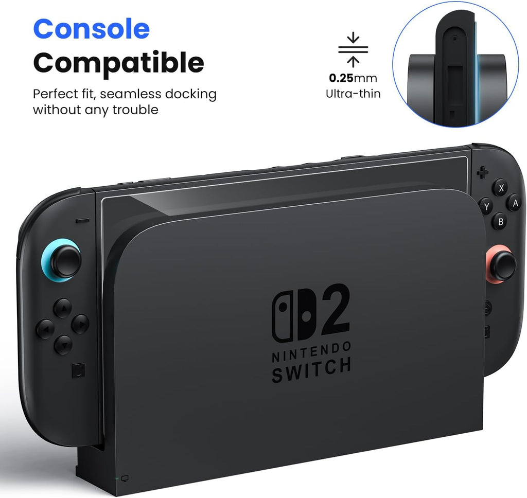 WSKEN for Nintendo Switch 2 Screen Protector - Shatterproof Tempered Glass with Auto-Dust Removal, Zero Bubbles Auto-Alignment, Anti-Scratch Glass Film for Switch 2 (2025) Accessories, 2 PCS