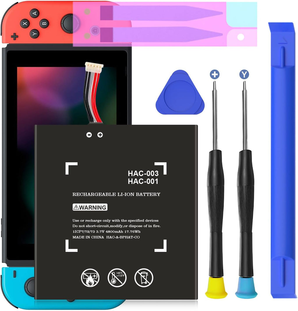 SHENMZ 4800mAh High-Capacity Nintendo Switch Battery Replacement for HAC-001 HAC-003 with Tool Kit