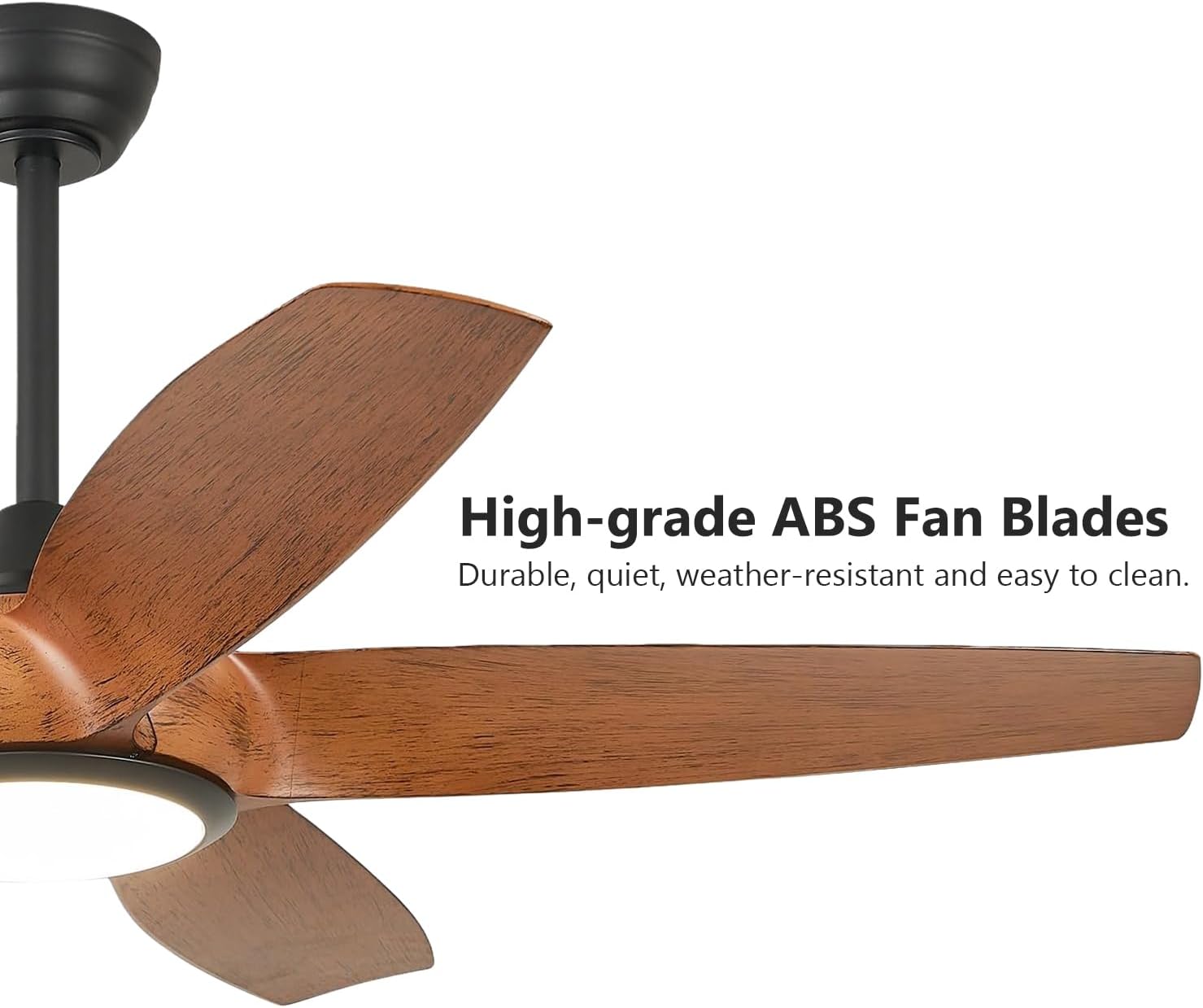 54'' Ceiling Fans with Lights, Modern Ceiling Fan with Remote Control, Outdoor Ceiling Fan for Living Room, Bedroom, 5 ABS Blades, 6 Wind Speeds, LED Dimmable (Brown & Black)