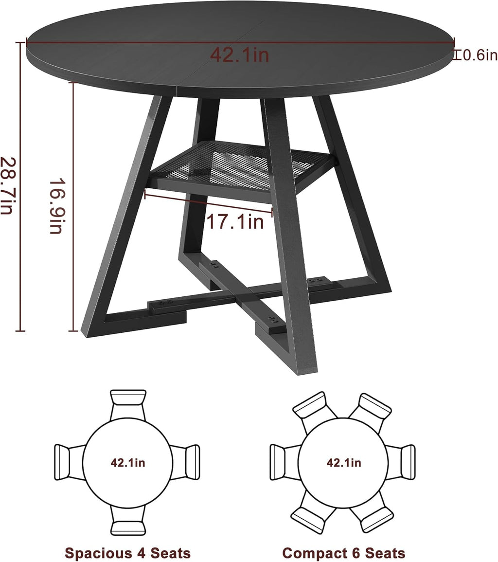 Jocoevol Round Dining Table for 4,Kitchen Dining Room Circle Dinner Pedestal Table,Space Saving Wood Kitchen & Dining Room Furniture (Black, 42In)