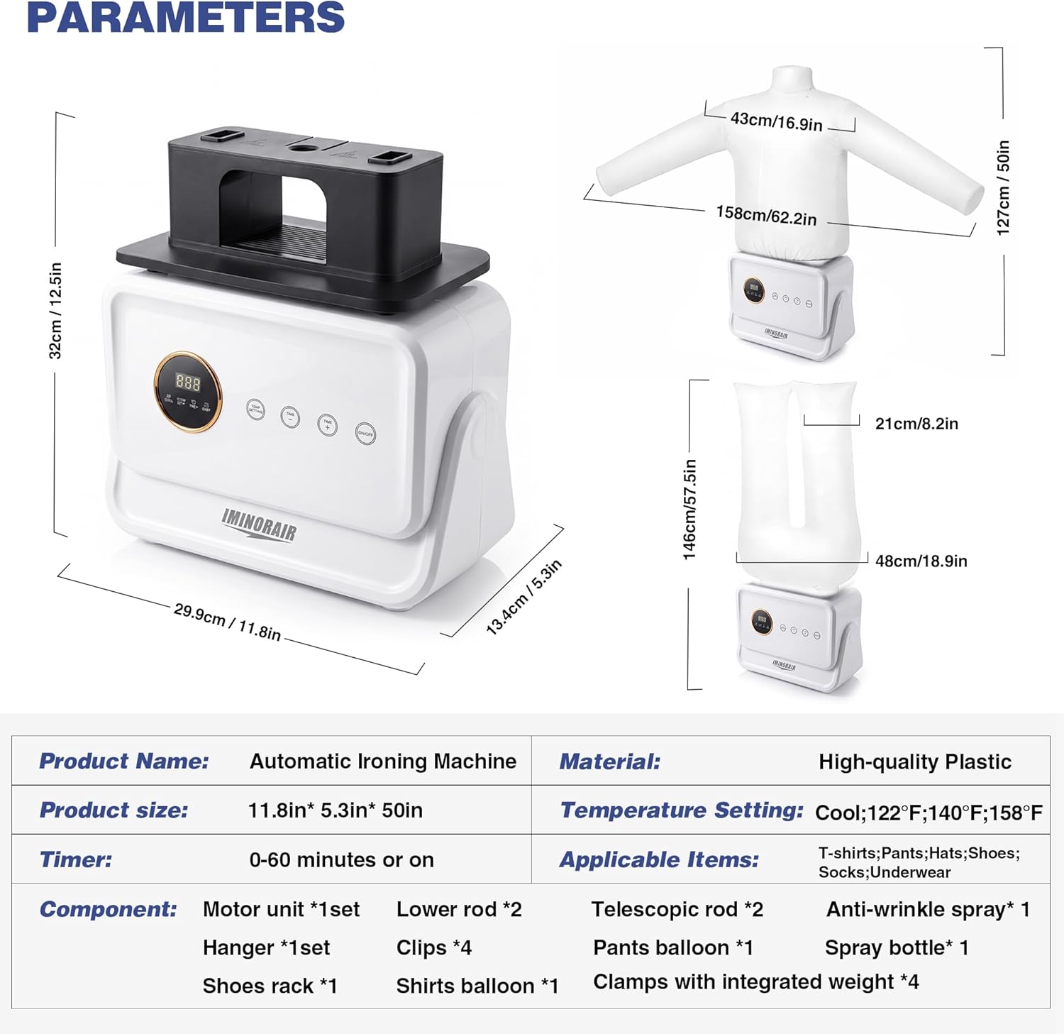 Automatic Ironing Machine, Portable Hands-Free Wrinkle Remover for Shirts & Pants, Gentle on All Fabrics, Ironing Machine Perfect for Apartments, Business Travel & Small Spaces