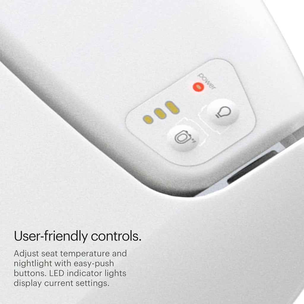 Brondell L60-EW LumaWarm Heated Nightlight Elongated Toilet Seat, White