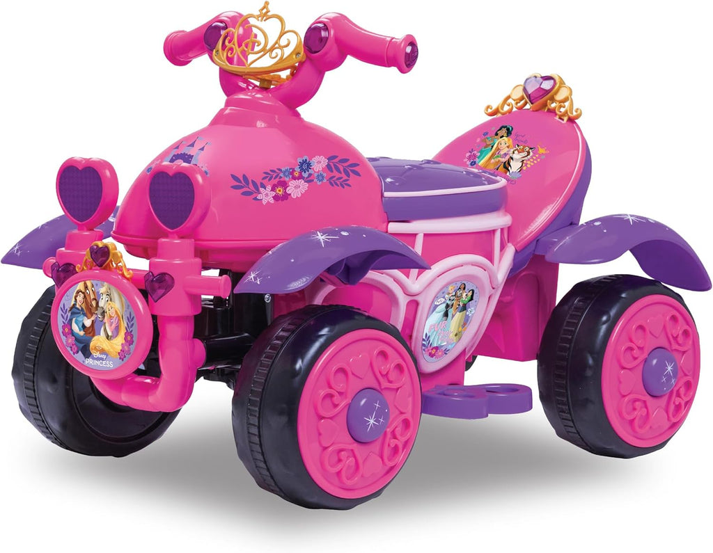 Kid Trax Toddler Disney Princess Electric Quad Ride On Toy, Kids 1.5-3 Years Old, 6 Volt Battery and Charger Included, Max Weight 45 lbs, Princess Pink
