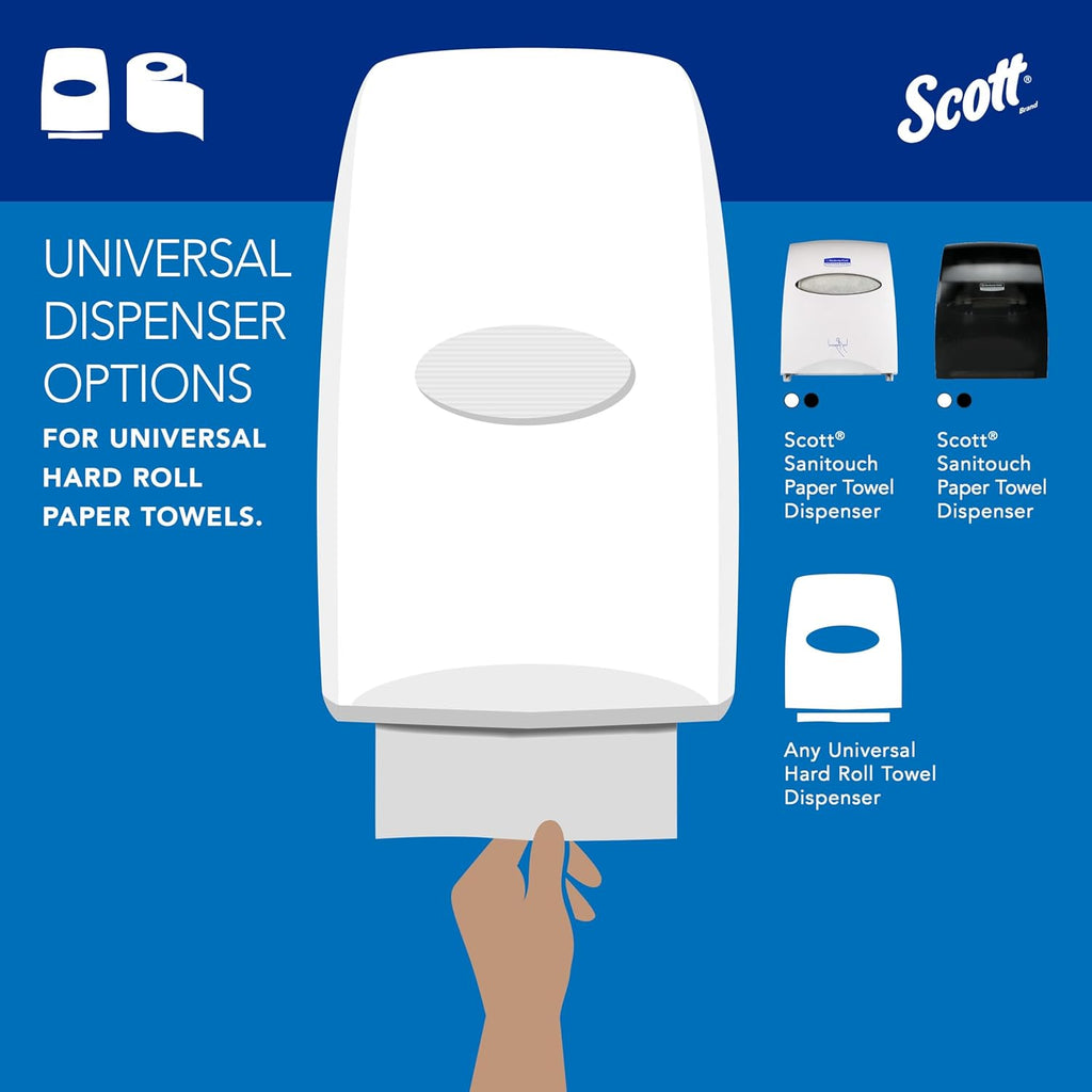 Scott Professional Essential Universal High-Capacity Hard Roll Paper Towels, Bulk (01000), Hardwound 1.5" Core, Absorbency Pockets, White (12 Rolls at 1,000' Each, 12,000'/Case)