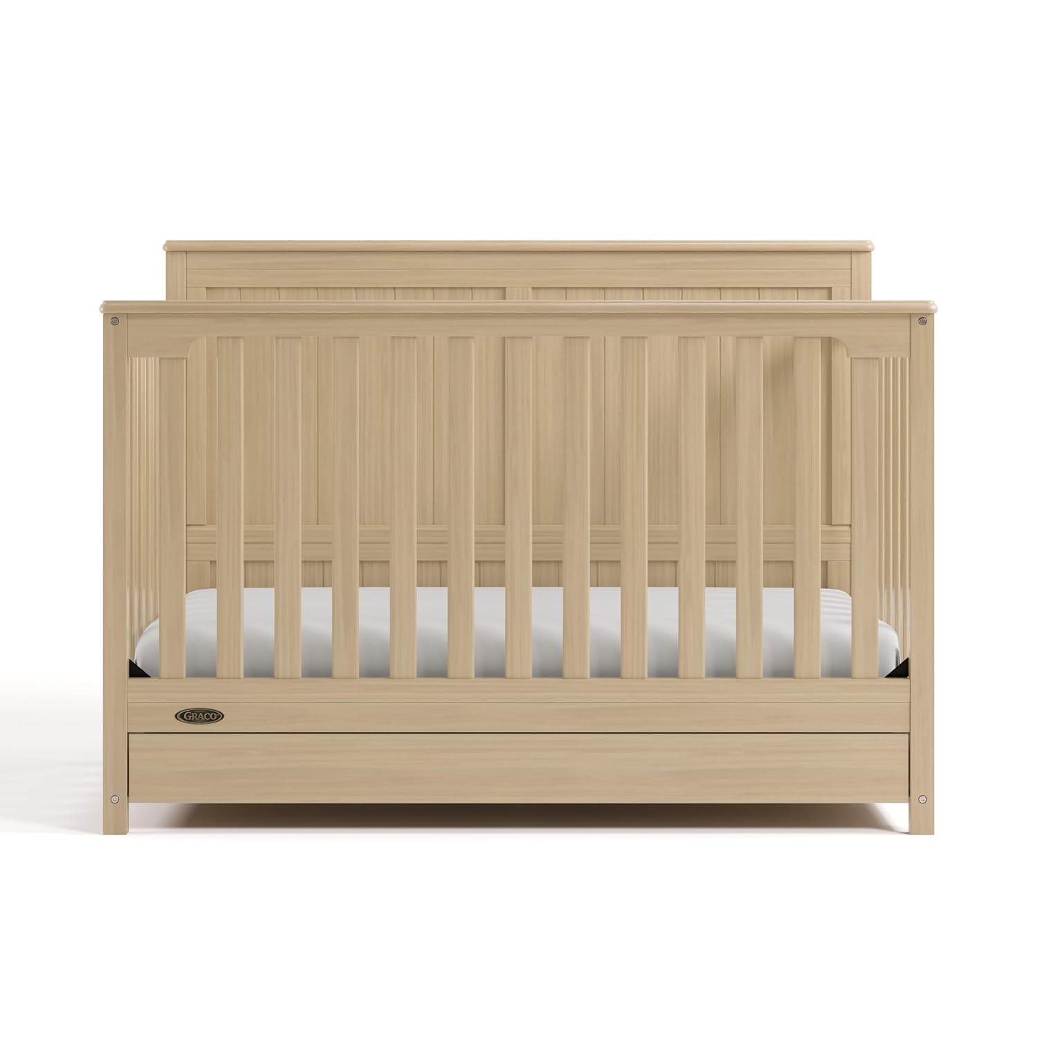 Graco Hadley 5-in-1 Convertible Crib with Drawer – GREENGUARD Gold Certified, Fits Standard Crib Mattress, Converts to Toddler Bed, Daybed and Full Bed, 4 Adjustable Mattress Heights (Driftwood)
