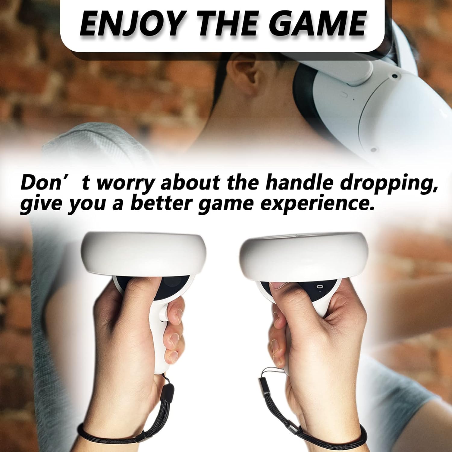 Improved Replacement Wrist Straps for Oculus Quest 2 Gen Controller, Sturdy Comfy Adjustable Hand Strap for Oculus 2, Easy Attach White Resin Stopper for Oculus Controllers