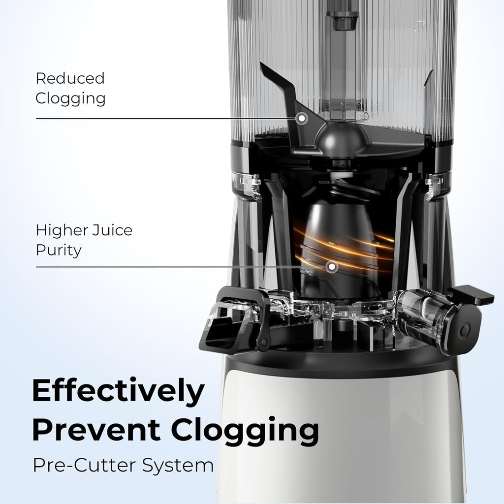 EanOruus Juicer Machines, 3-in-1 Cold Press Juicer with 6.5" Extra Large Chute, 100oz Large Capacity, AC Motor, Makes Juice, Nut Milk & Sorbet, Bright White