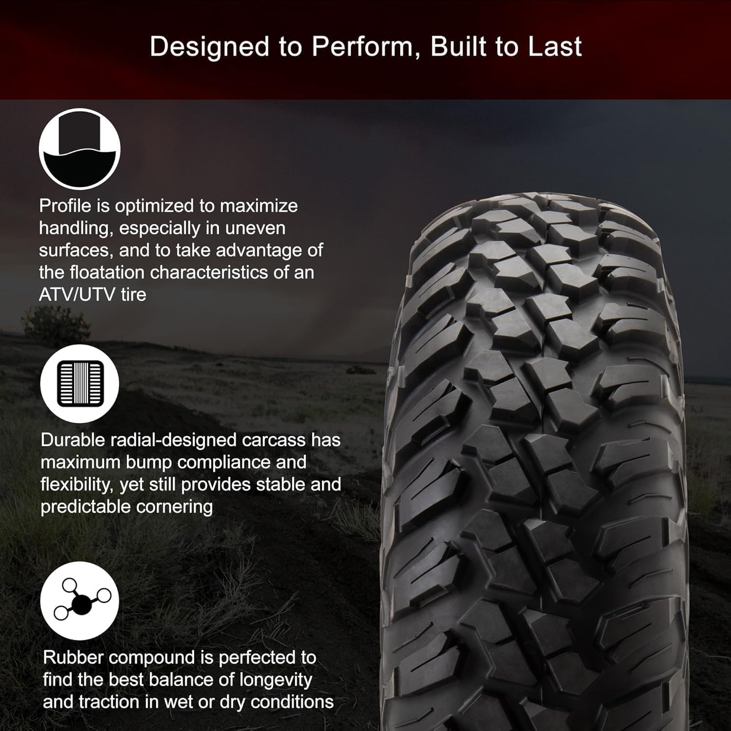 Tusk Set of 30x10-14 TERRABITE Heavy Duty 8-Ply Radial UTV Tires mounted on CASCADE Wheels - Compatible with POLARIS applications 4/156 bolt pattern Includes Lug Nuts (4+3 Offset, Machined/Black)
