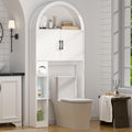 Spurgehom Over The Toilet Storage Cabinet, Bathroom Shelf Organizer Freestanding, Bathroom Arch Cabinet Over Toilet with Toilet Paper Holder and Anti-Tipping Device, White