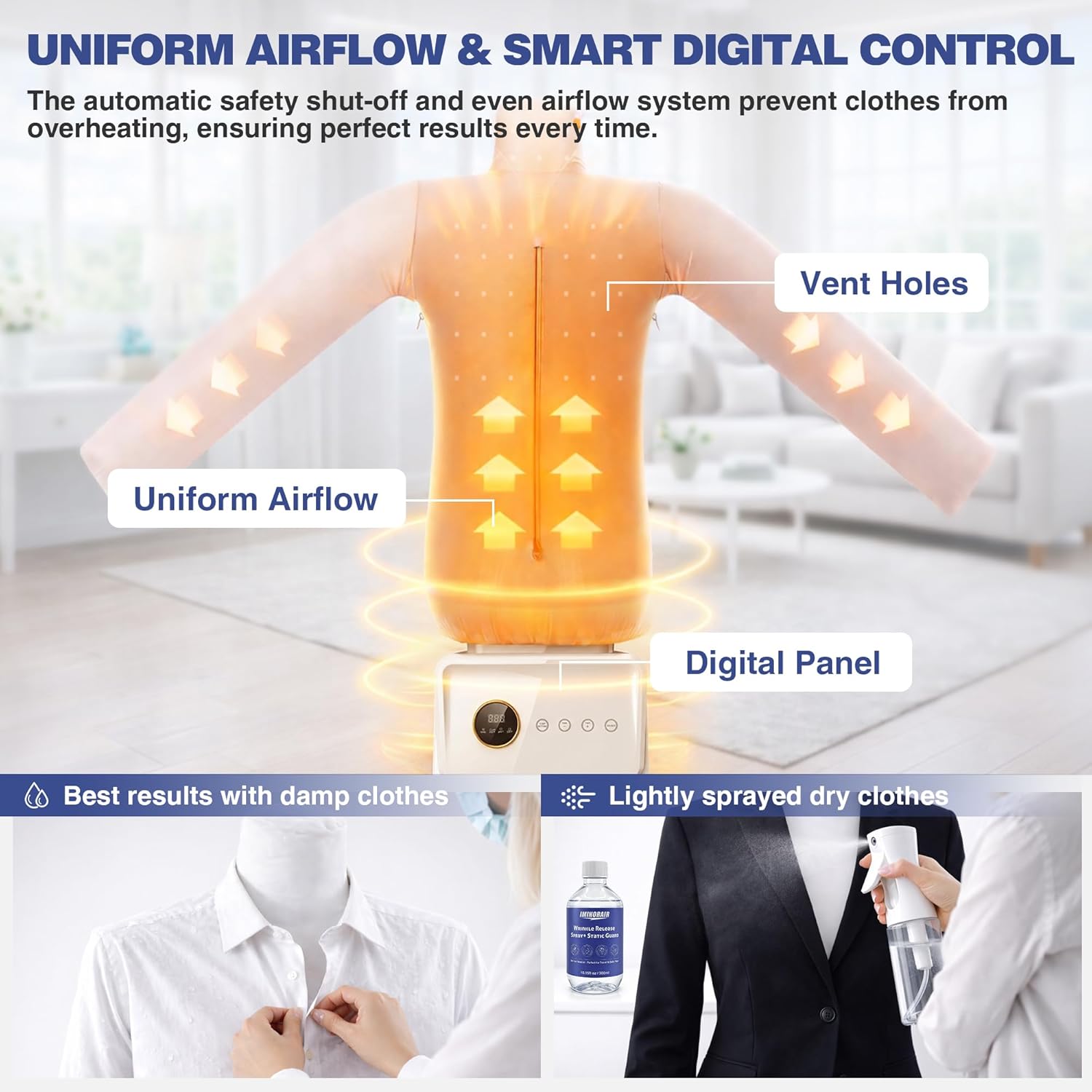 Automatic Ironing Machine, Portable Hands-Free Wrinkle Remover for Shirts & Pants, Gentle on All Fabrics, Ironing Machine Perfect for Apartments, Business Travel & Small Spaces