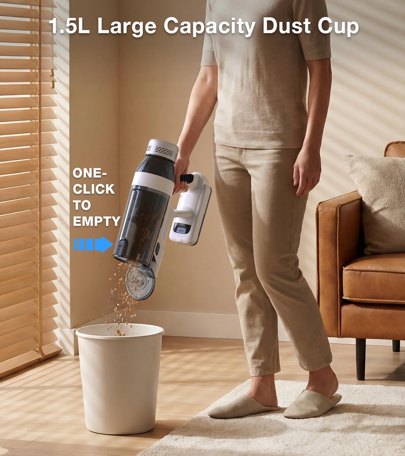 Cordless Vacuum Cleaner, 55Mins Vacuum Cleaners for Home, 15-in-1 Self-Standing Stick Vacuum with LED Light, Anti-Tangle & Wall Mount Charge, Lightweight Vacuum for Hard Floors Carpets Pet Hair
