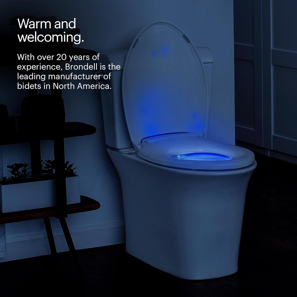Brondell L60-EW LumaWarm Heated Nightlight Elongated Toilet Seat, White