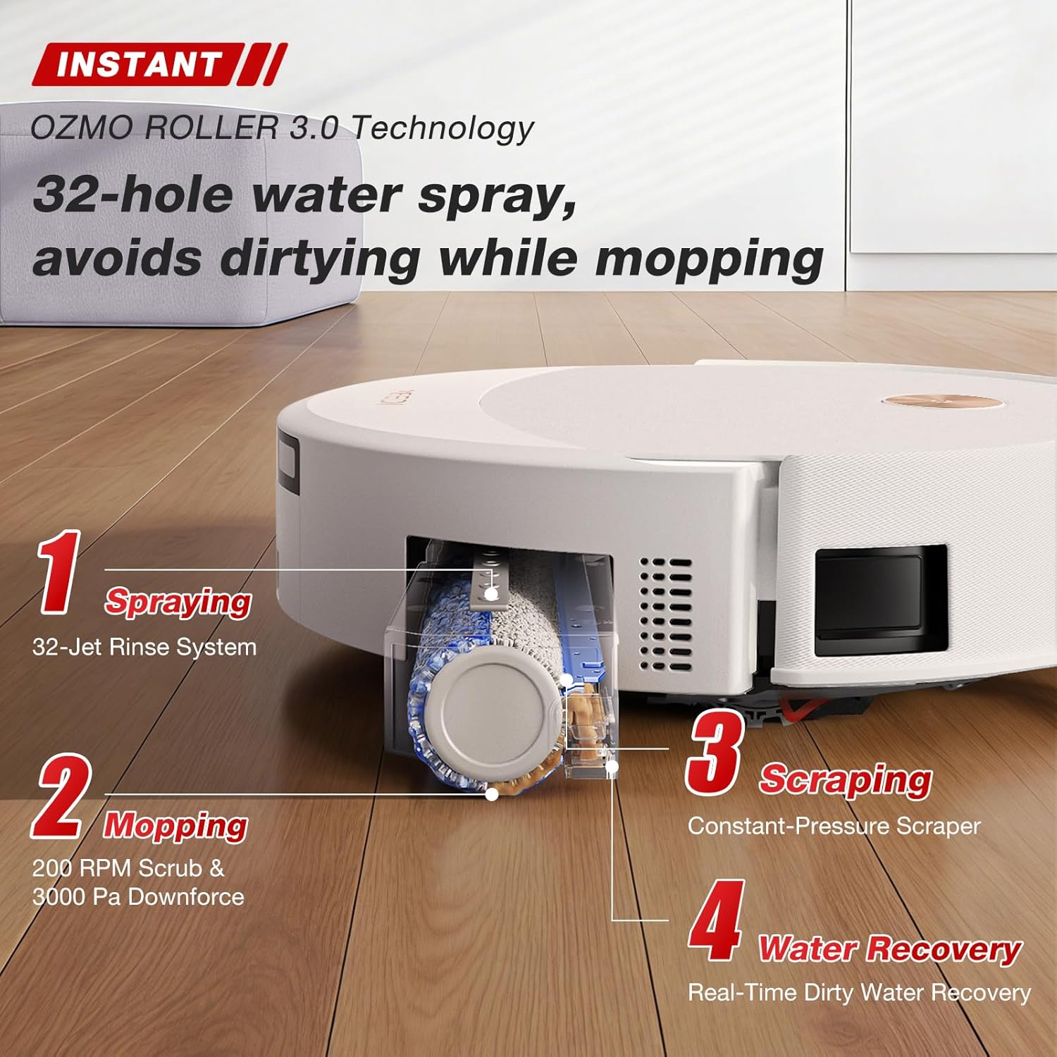 Yeedi M16 Infinity Robot Vacuum & Mop, 30000Pa Blast Suction, Infinity Runtime, Instant Self-Cleaning OZMO Roller Mop, Hot Water Wash & Hot Air Dry Omni Station, ZeroTangle 4.0, AI Obstacle Avoidance