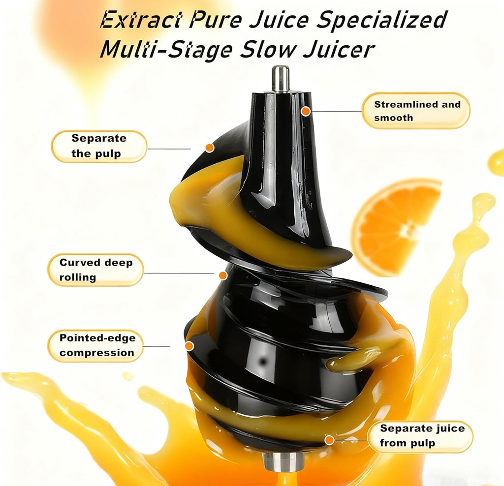 Cold Press Juicer,6.3" Wide Feed Chute Juice Extractor Machine,300W All-Copper Motor Slow Masticating juicer for Whole Vegetables & Fruits,Self Feeding for Juice Extractor Machine, High Juice Yield