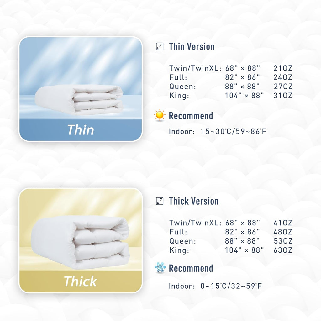 sunflower Comforter Duvet Insert Queen Size White Down Alternative Filling Cotton Shell All Season Hypoallergenic Warm Breathable Noiseless Machine Washable with Corner Taps