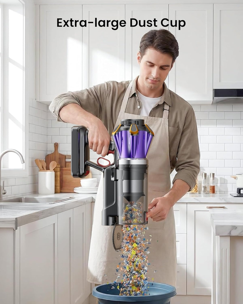 Cordless Vacuum Cleaner, 650W 55Kpa 70Mins Cordless Stick Vacuum with Hurricane Mode, 1.8L Cup, Anti-Tangle Vacuum Cordless, Self-Standing Vacuum Cleaners for Home Pet Hair Carpets