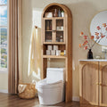 IFGET Arched Over The Toilet Storage Cabinet with Acrylic Doors, Modern Over Toilet Bathroom Organizer Shelf, Small Wooden Bathroom Storage Cabinet with Adjustable Shelf,Space Saver, Natural Oak