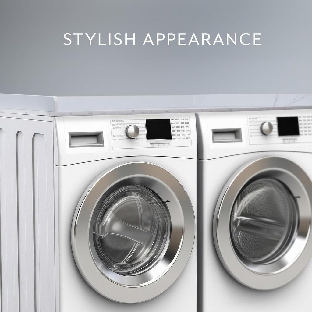 Life Finds 54 inch Washer Dryer Countertop with Safety Ledge for Laundry Room Organization, White Marble Pattern, LF-WDCT1WM