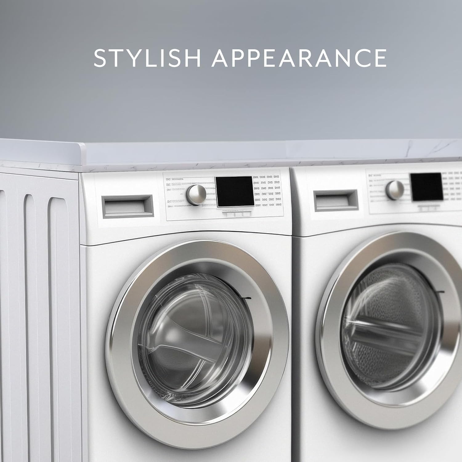 Life Finds 54 inch Washer Dryer Countertop with Safety Ledge for Laundry Room Organization, White Marble Pattern, LF-WDCT1WM