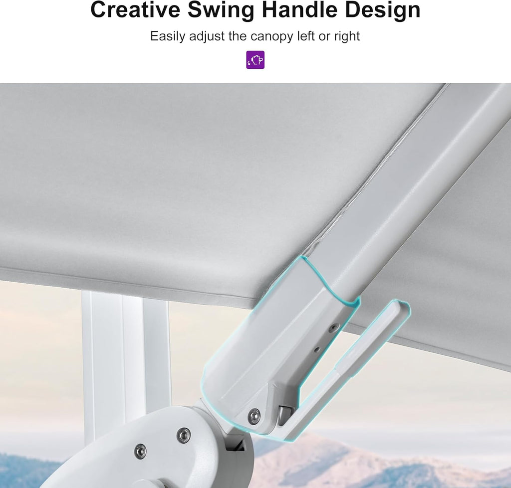 PURPLE LEAF 10 FT Right-left Tilt Patio Umbrella Swivel White Cantilever Umbrella with Tilt Aluminum Outdoor Umbrella with 360° Rotation for Deck Pool Garden, White