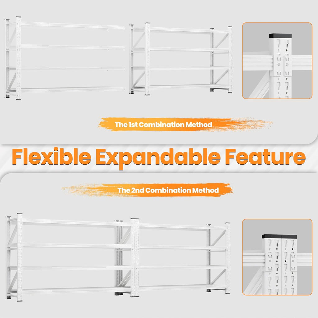 48" W Metal Storage Shelves Heavy Duty, 3000LBS Garage Shelving Units, 4 Tier Tall Metal Shelving, 24" Deep Steel Shelf Rack , Adjustable Utility Standing Shelf for Warehouse/Shop 48"W x 24"D x 70"H