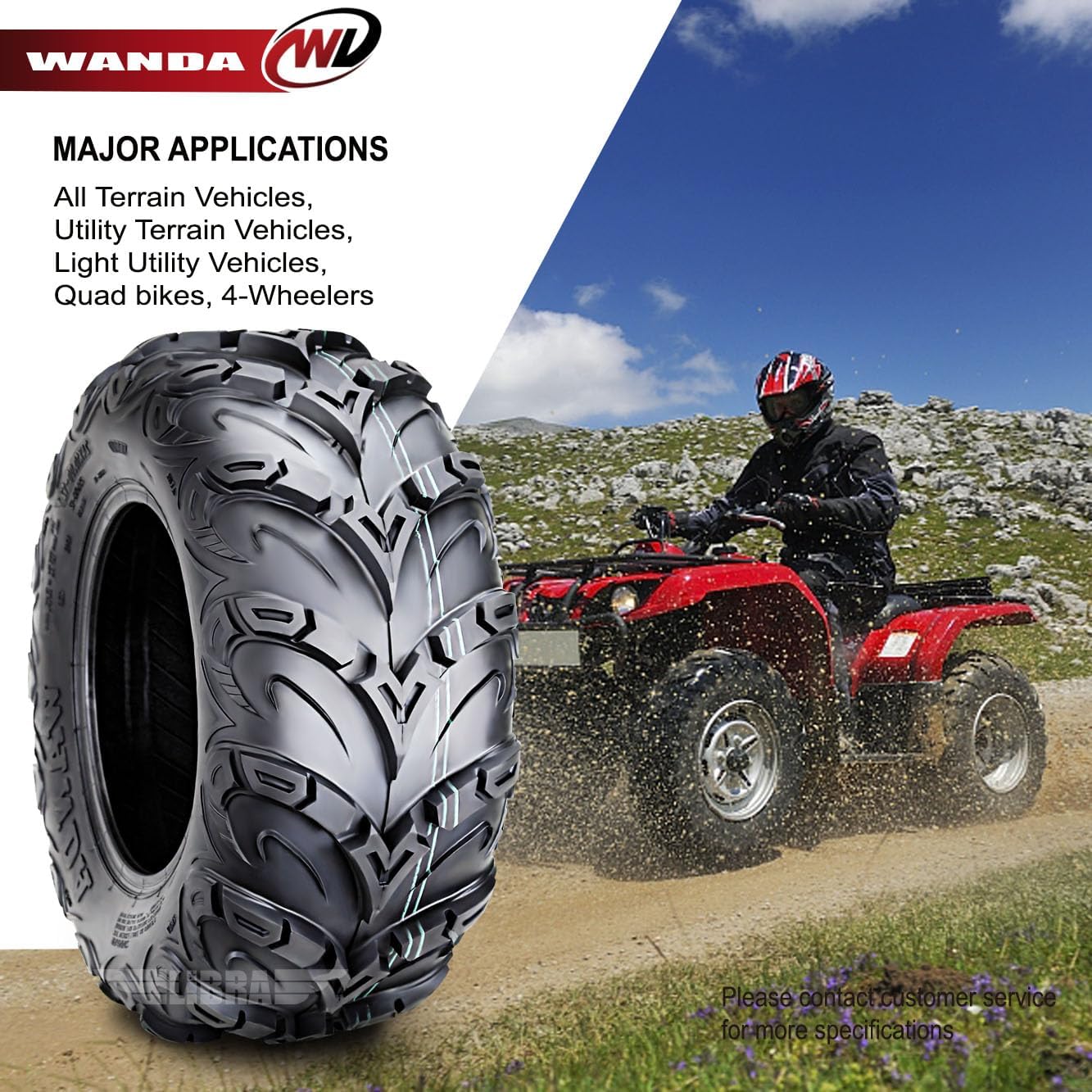WANDA Set 4 Premium 8PR ATV UTV Tires 24X8-12 24x8x12 Front & 24x10-12 24x10x12 Rear