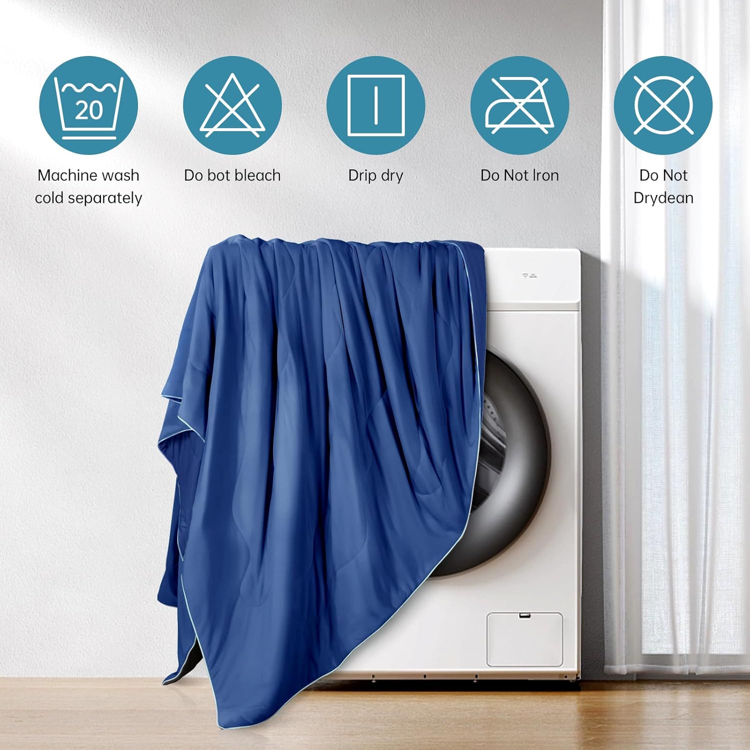 EASELAND Cooling Comforter Queen, 2026 Cloud-CHILL TECH | Q-MAX 0.45+, Double-Sided Cool Design Soft Fluffy Cooling Blanket for Night Sweats Hot Sleeper(Navy Blue, Queen(90"x90"))
