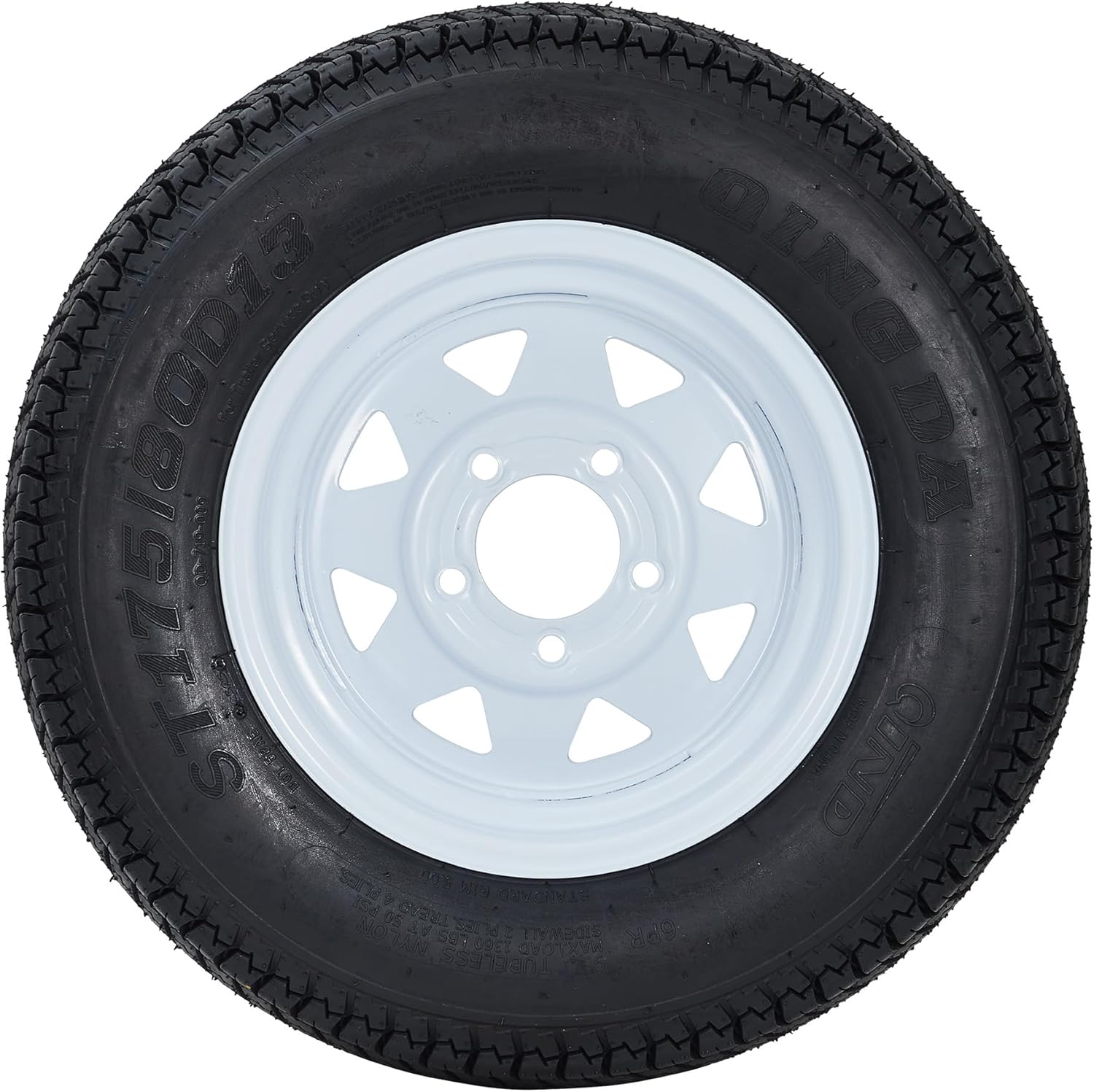 Garvee ST175/80D13 Trailer Tires with 13 in Rims, 5 Lug on 4.5 in, Load Range C, 6PR