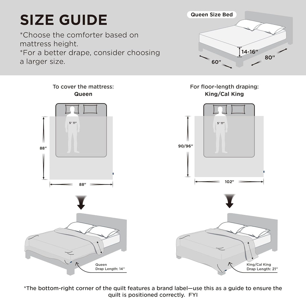 Bedsure Cooling Comforter Queen Size - Cooling Blankets for Hot Sleepers, Lightweight Comforter for Summer with Dual-Sided Cool Tech, Soft Breathable Cold Blanket for Sleeping, Blue, 88x88 Inches
