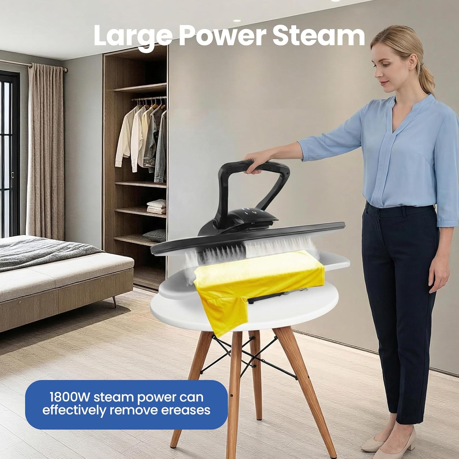 36in Large Steam Iron Press with LED Touch Screen,1600W Compact Ironing Steam Press with 5 Fabric Settings,Professional Iron Press Machine,Digital Steam Press for Home Business